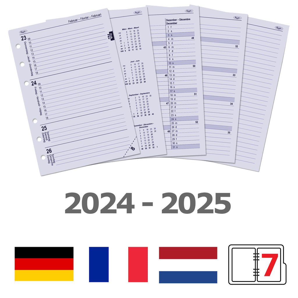 A5 Agenda Inserts Weekly DE FR NL EN 2024 2025