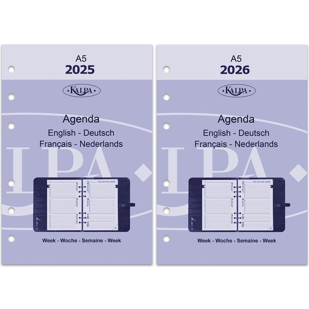 A5 Agenda Inserts EN DE FR NL 2025 2026 by Kalpa