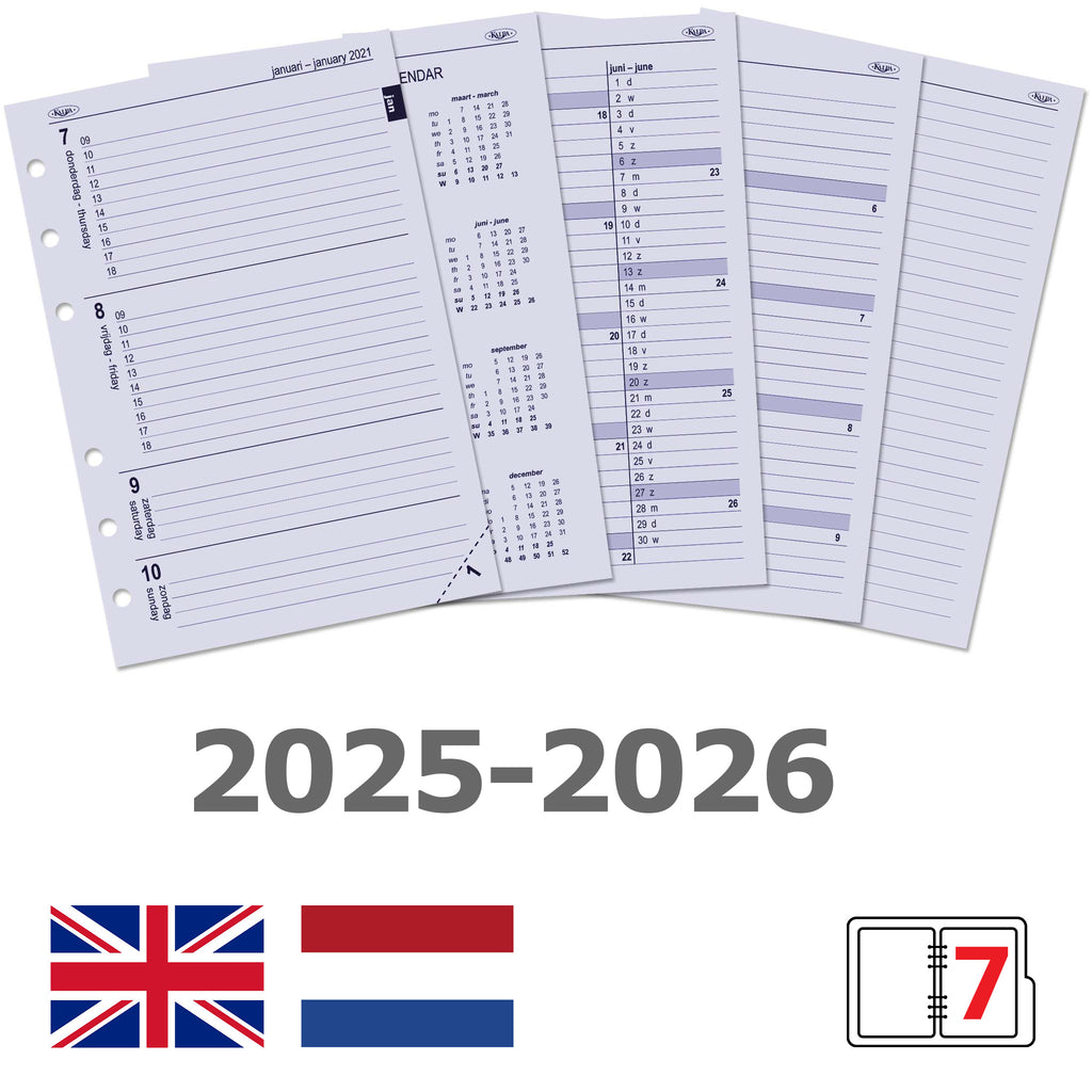 Kalpa A5 Agenda Filler Paper NL EN 2025 2026
