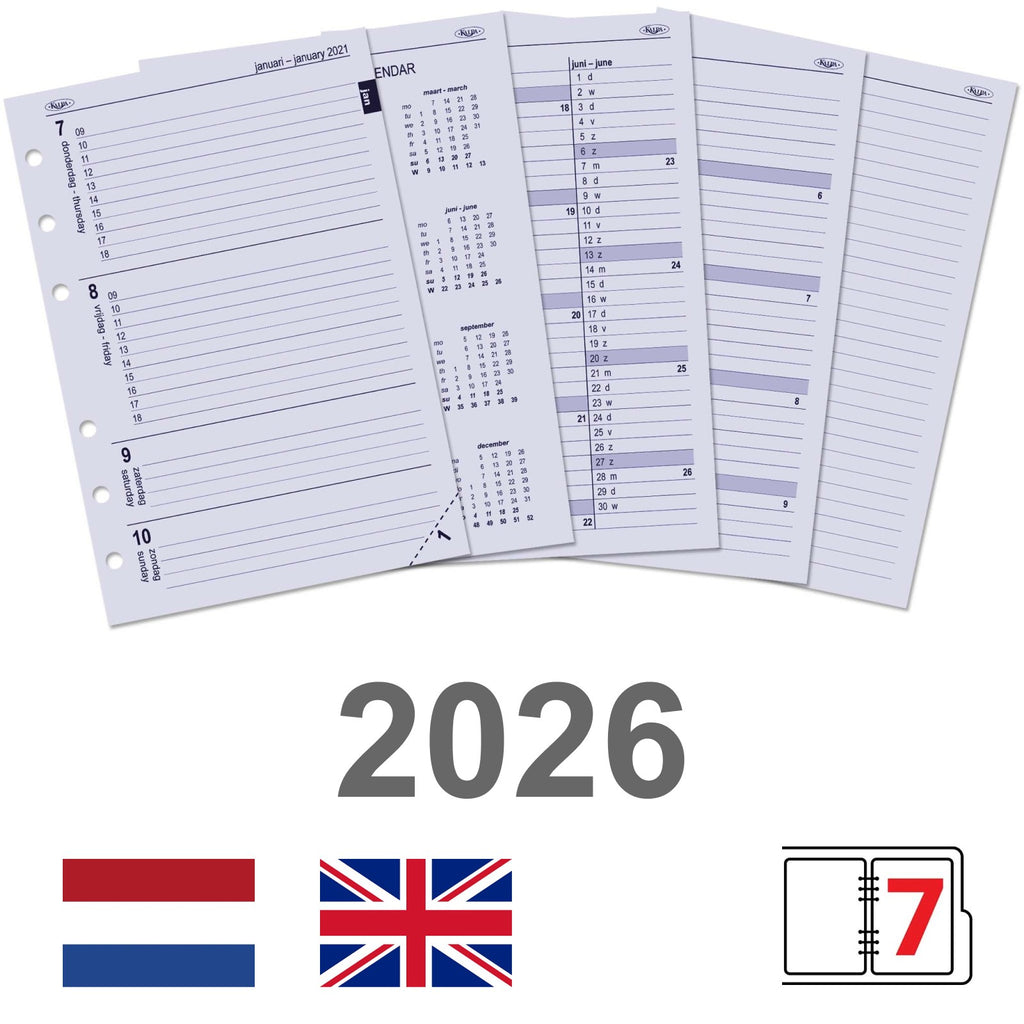A5 Agenda Organizer Refills NL EN FR DE 2026