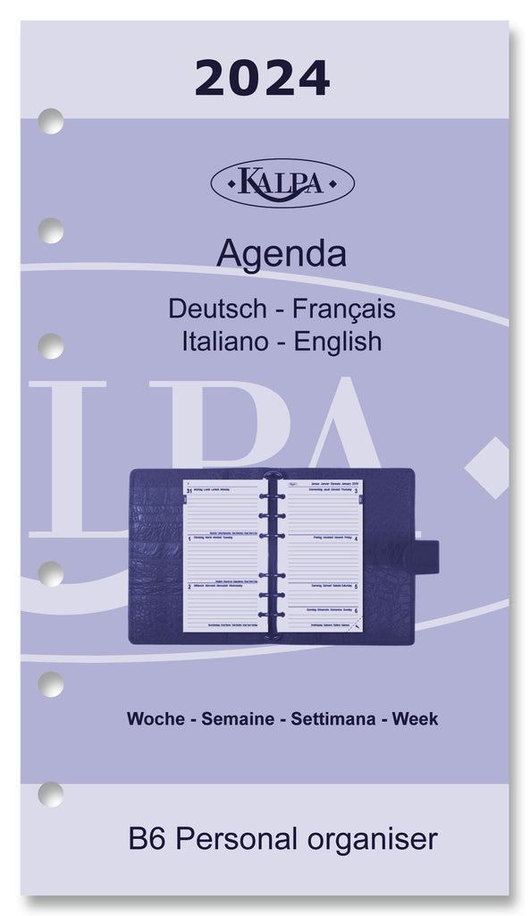  Kalpa Personal Binder Agenda Refills Weekly 2024 English French German Italian