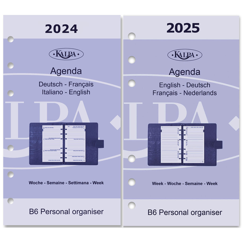 Buy Kalpa Personal Binder Agenda Inserts Complete Set Weekly EN DE FR IT NL 2024 2025