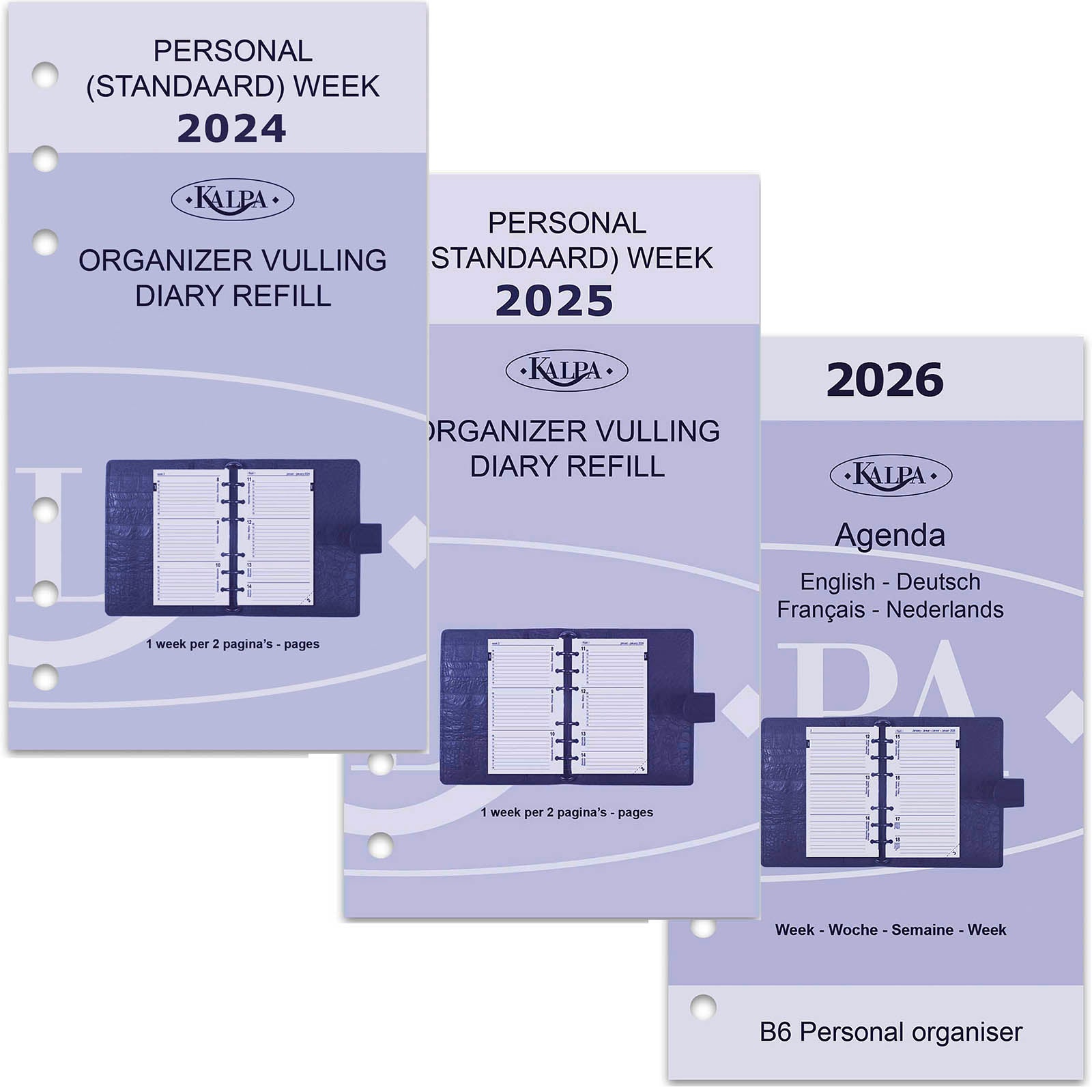 A5 Agenda Organizer Nachfüllpack Wöchentlich EN DE FR NL 2024 2025