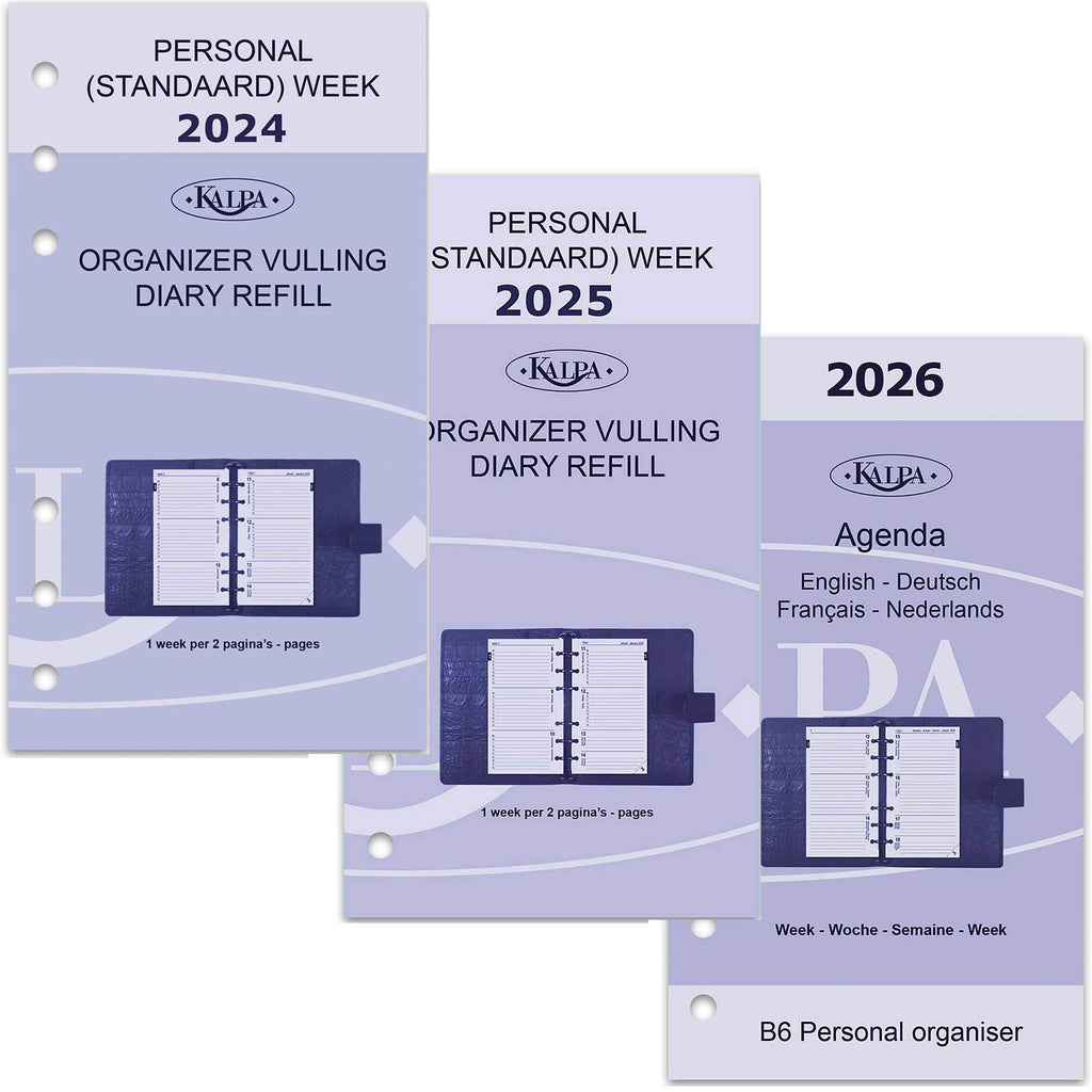 Kalpa Personal 6 Ring Binder Inserts Weekly NL EN 2024 2025 2026