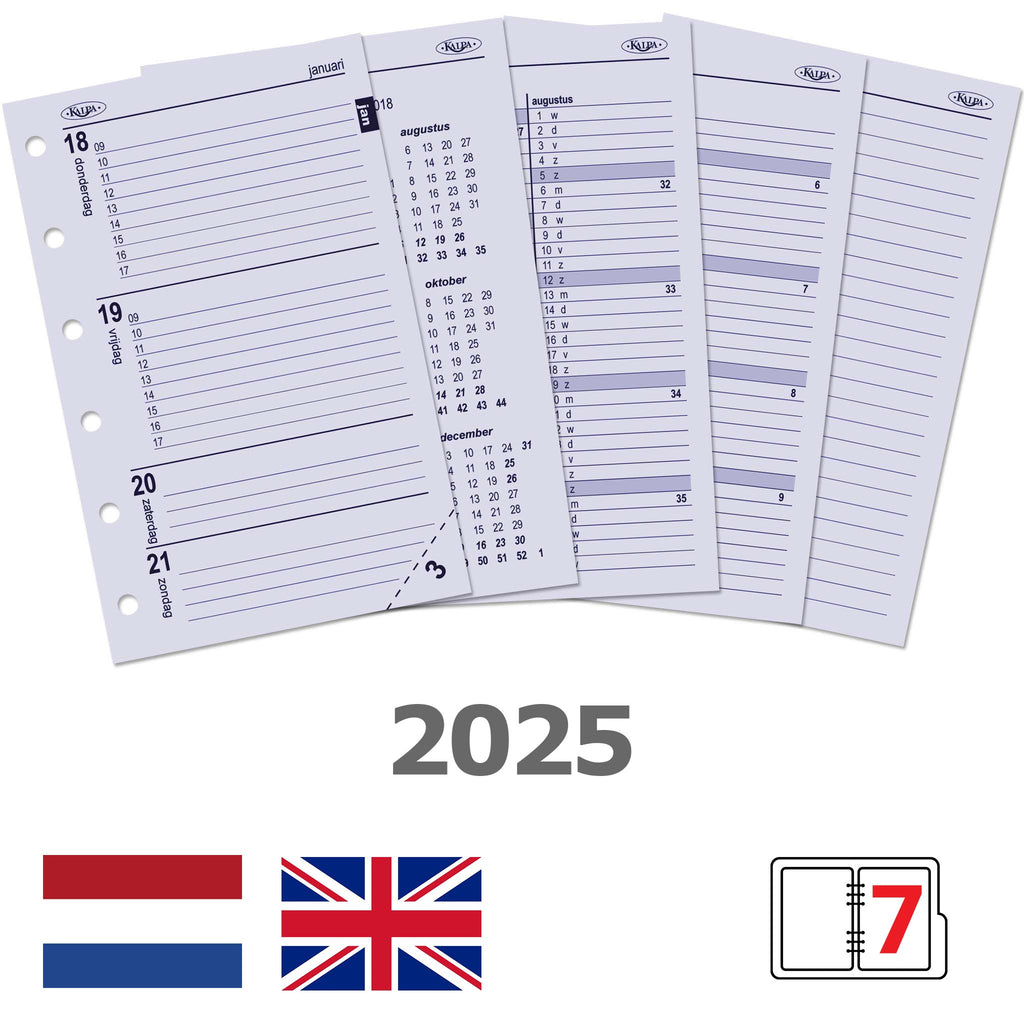 Pocket Agenda Planner Refills Weekly NL EN 2025