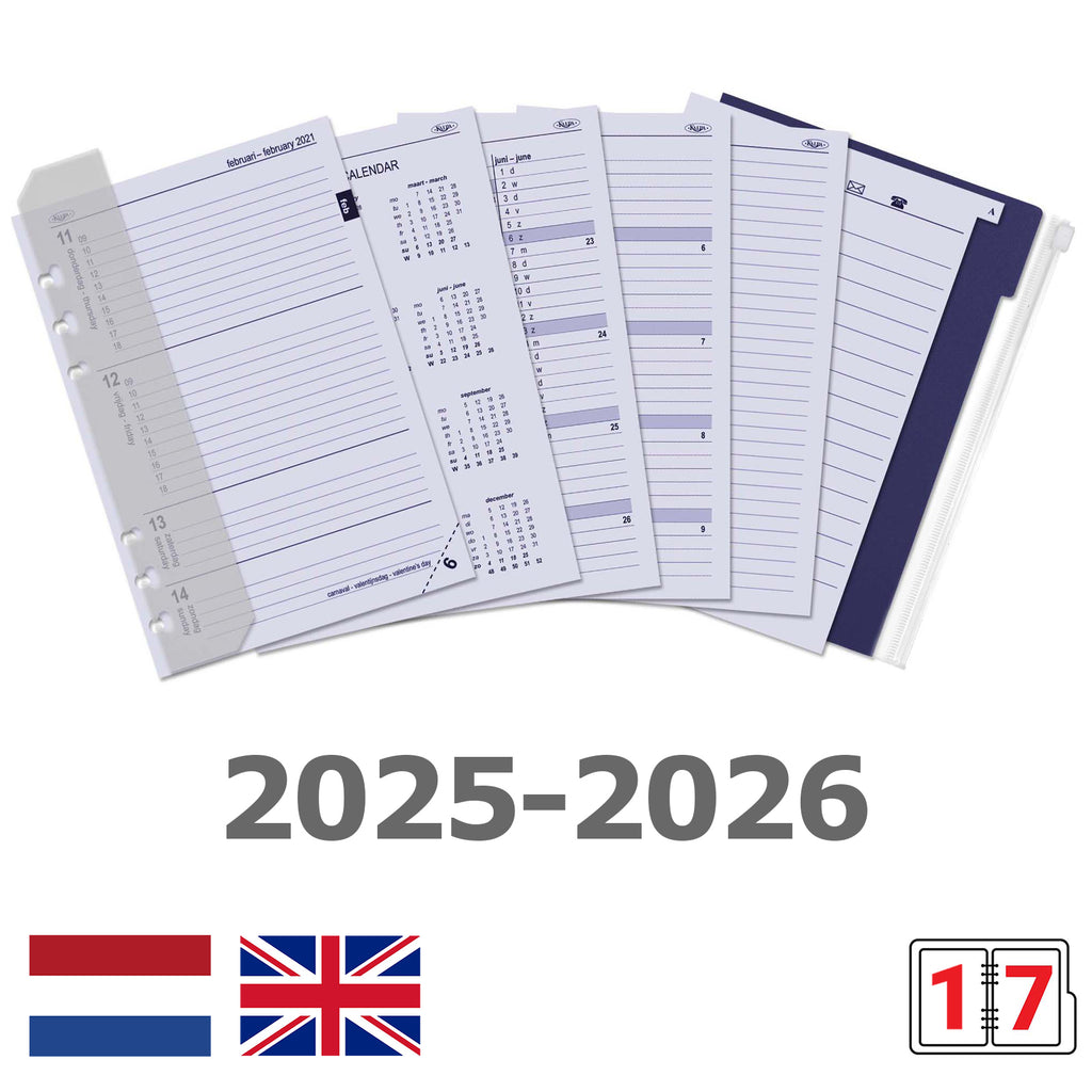 6307-25-26 A5 Kalender Einlage NL EN 2025 2026