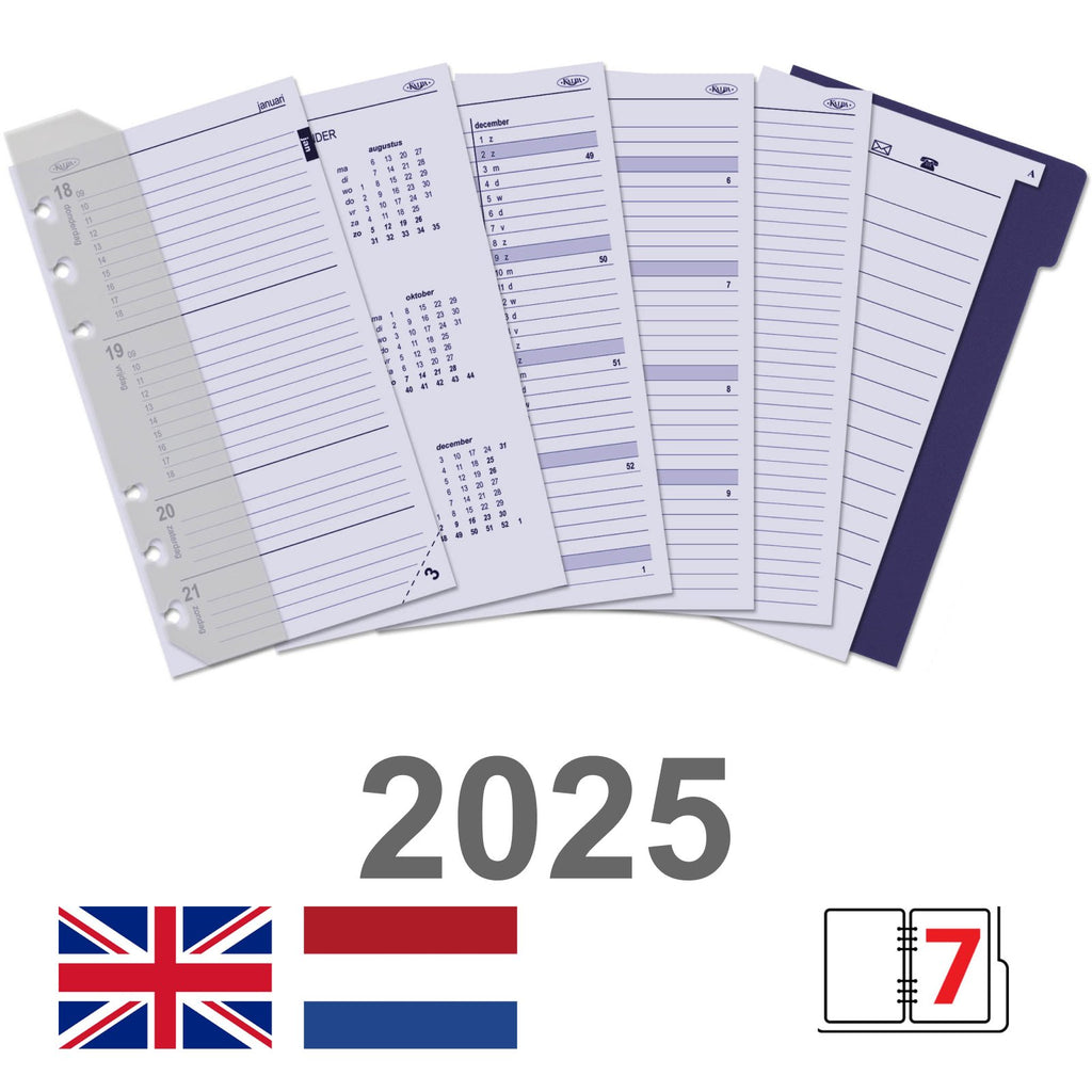 Personal Planner Organizer Inserts Weekly 2025 EN NL