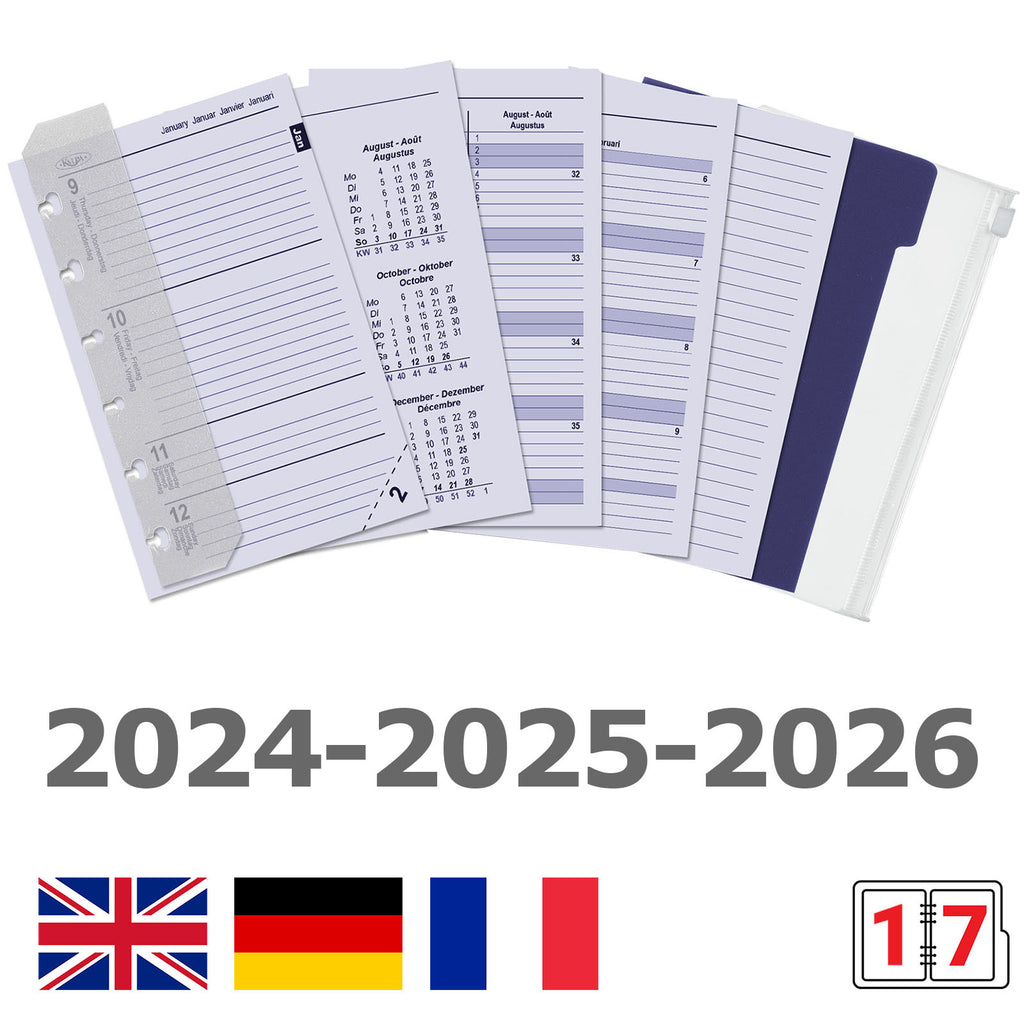 Pocket Planner Filler Weekly Complete Set EN FR DE IT NL 2024 2025 2026