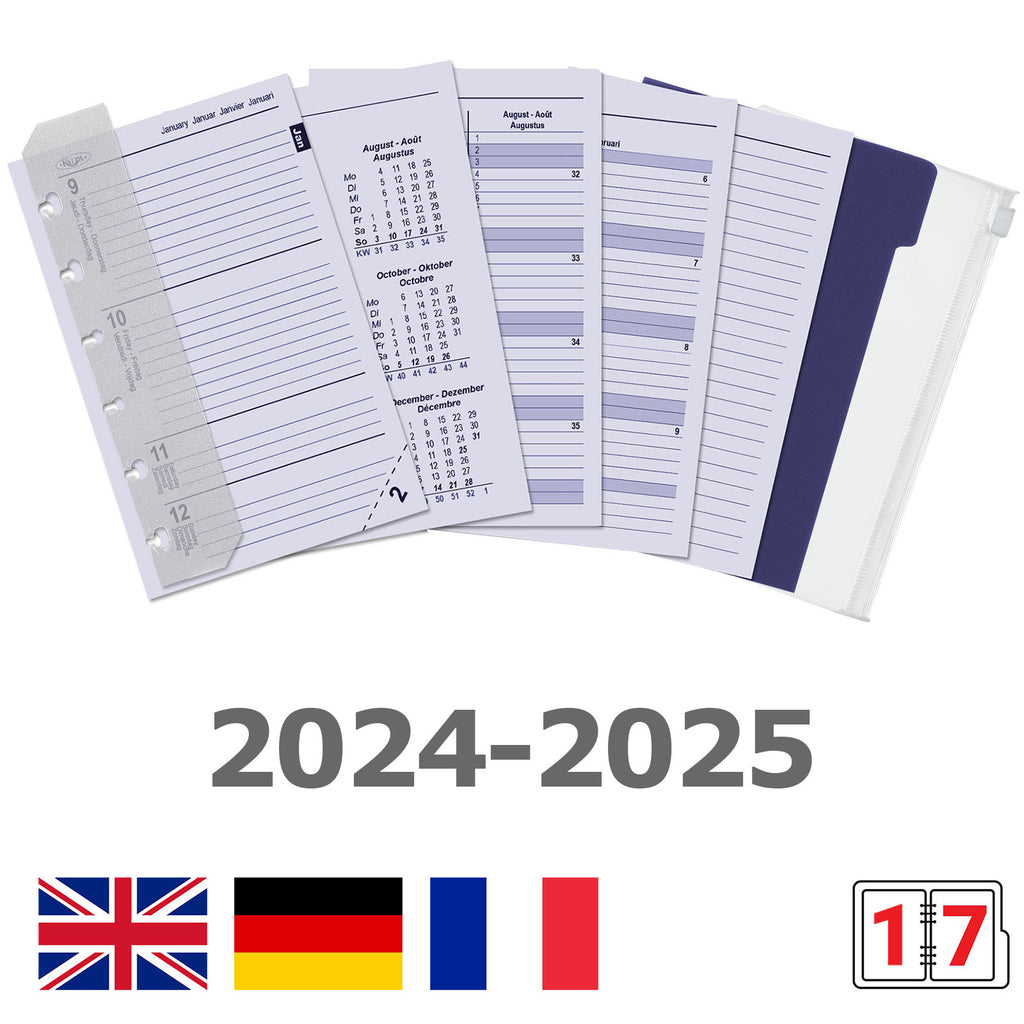 Pocket Agenda Binder Refills Weekly Complete Set NL EN FR DE IT 2024 2025