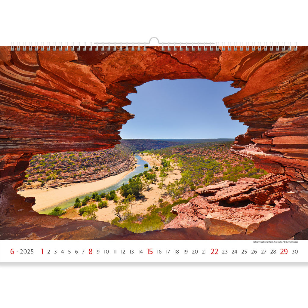 Der Kalbarri-Nationalpark in Westaustralien im Nationalparkkalender für 2025 würde eine der atemberaubendsten Naturlandschaften Australiens präsentieren