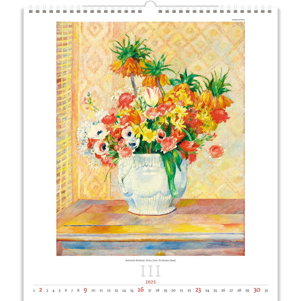 Beautiful flowers for a lighthearted mood! Appreciate this work of art with our Impressionism Calendar 2025