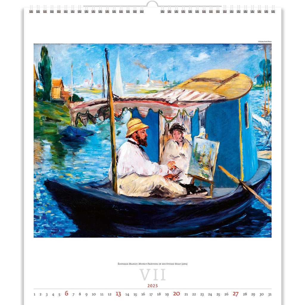 Erstaunliche Arbeit - Édouard Manet über seine schwimmende Werkstatt. Eine schöne Kreation in unserem Impressionismus Kalender 2025