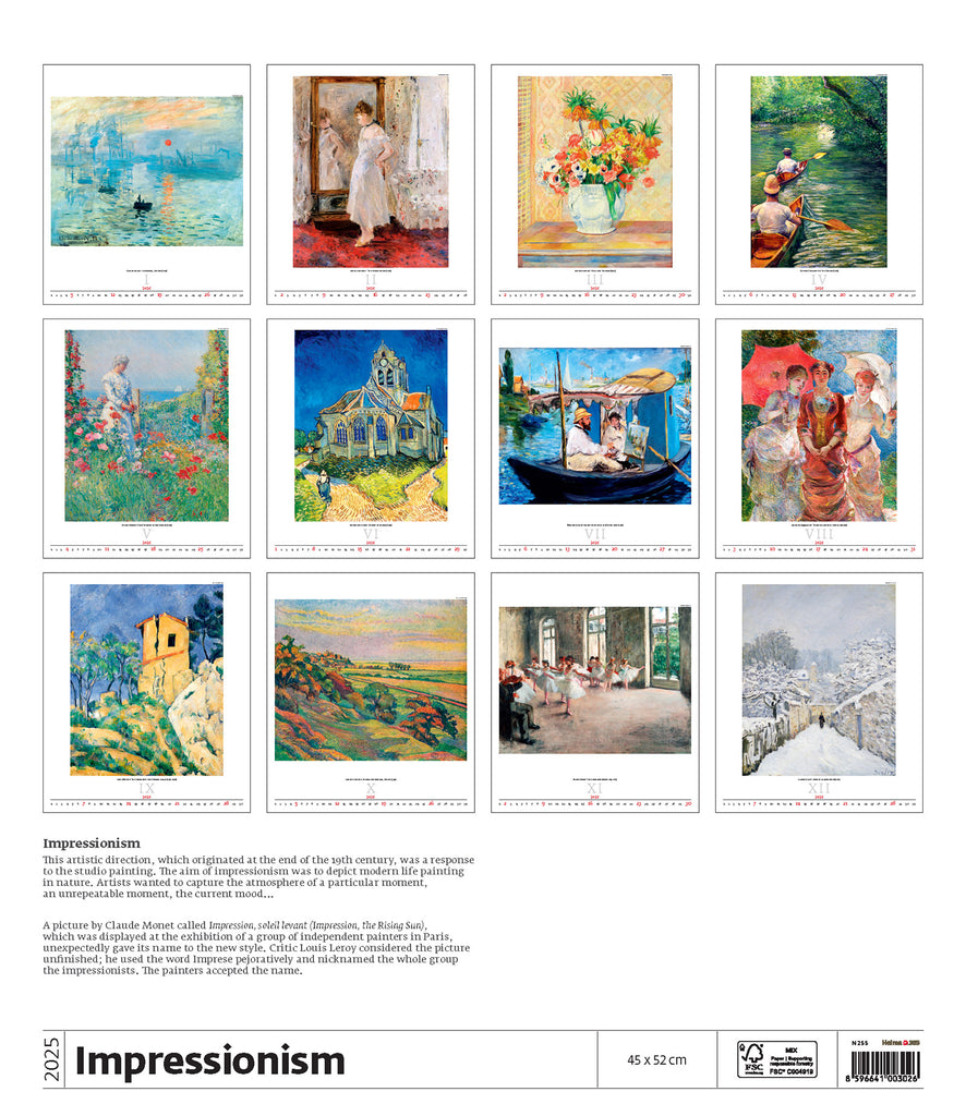 Appreciate the beauty of the best Impressionist works from around the world with our Impressionism Calendar 2025! Don't deny yourself the pleasure of witnessing beauty all year round!