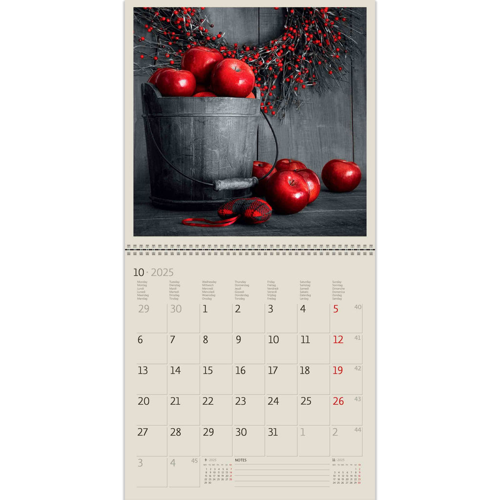 Red apples are just begging to be eaten! A beautiful play of colors in our Black Red Calendar 2025!