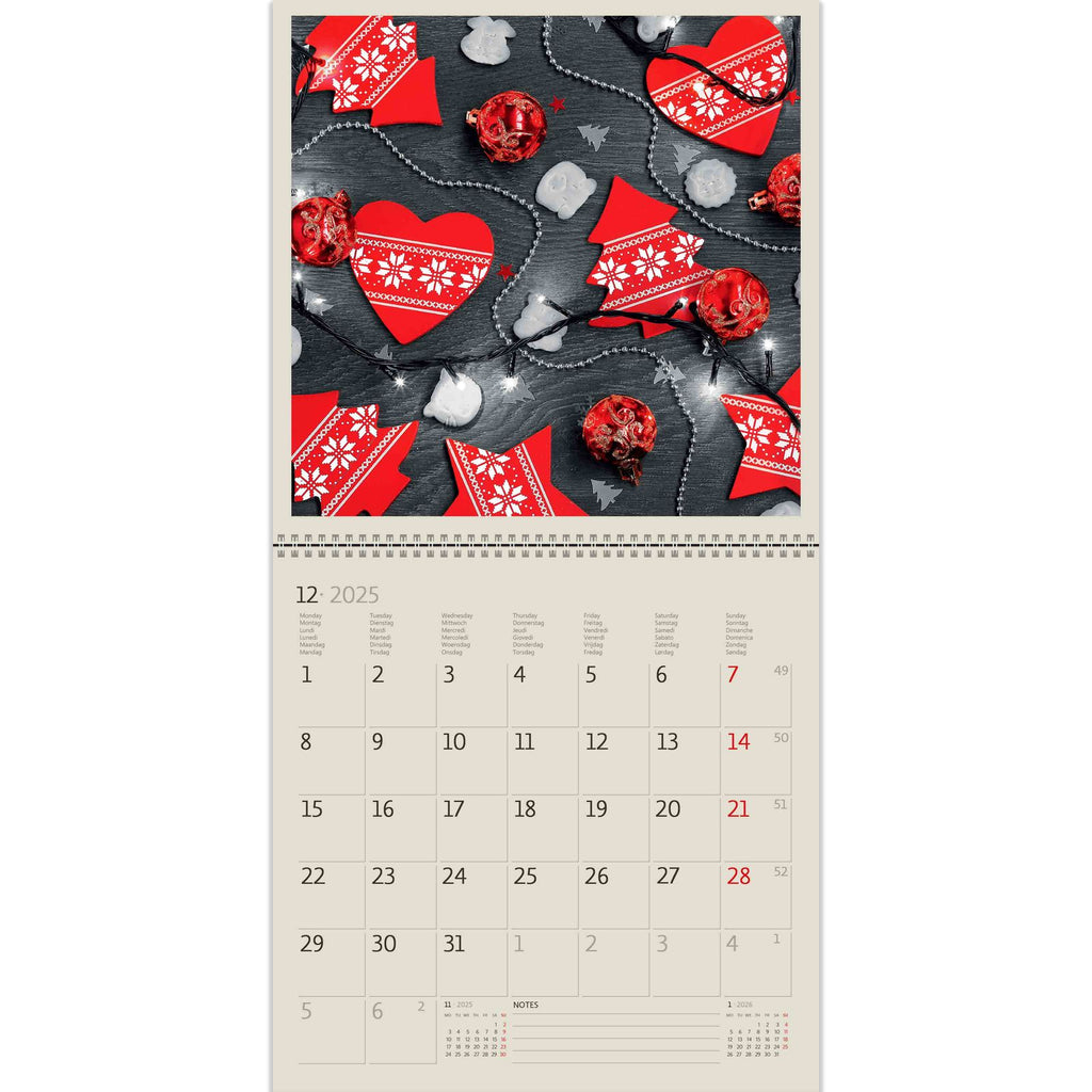 Beautiful red garlands will be an exquisite decoration for your home! Get ready for the holidays with our Black Red Calendar 2025!