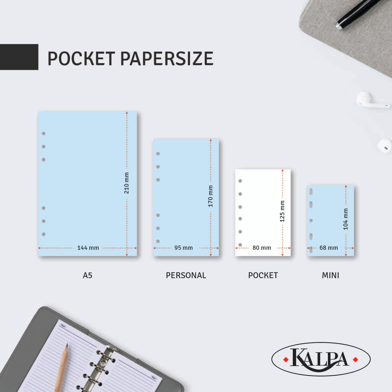Organiseur Kalpa Pocket Agenda 2023-2024 7 jours/2 pages croco or