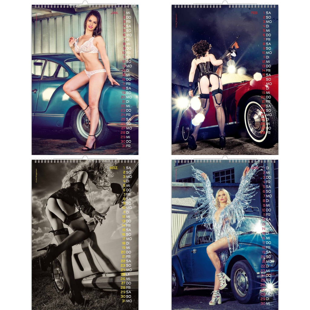 Horny Girls in Sexy Vintage Car Calendar