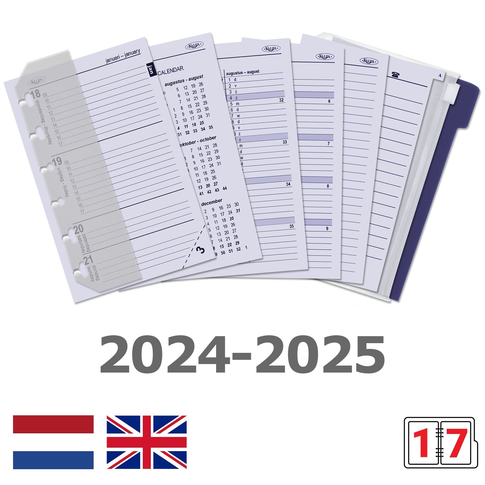 Organiseur Kalpa Pocket Agenda 2023-2024 7 jours/2 pages croco or