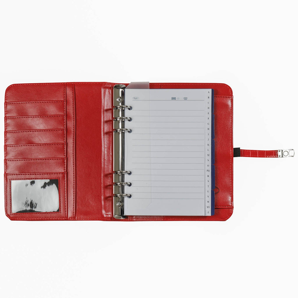 Refillable A5 6 Ring Binder Planner Croco Red by Kalpa