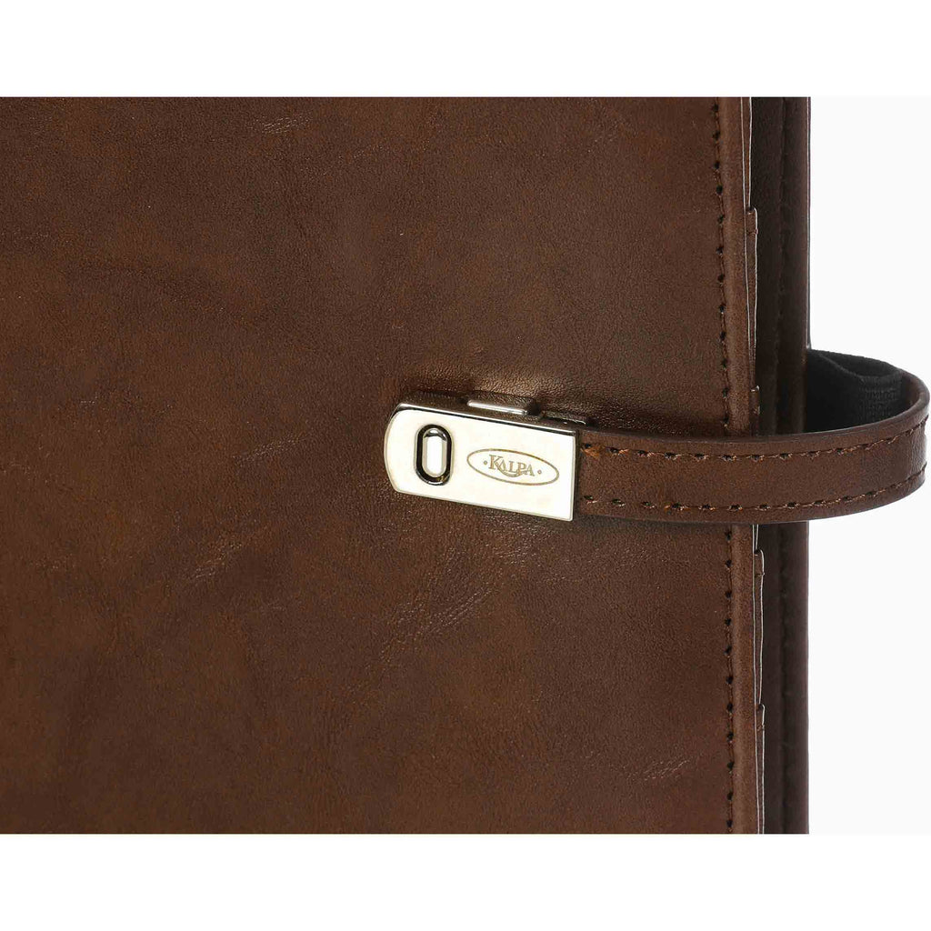 Refillable A5 Agenda Ring Binder Omber brown with Magnetic Closing Leather