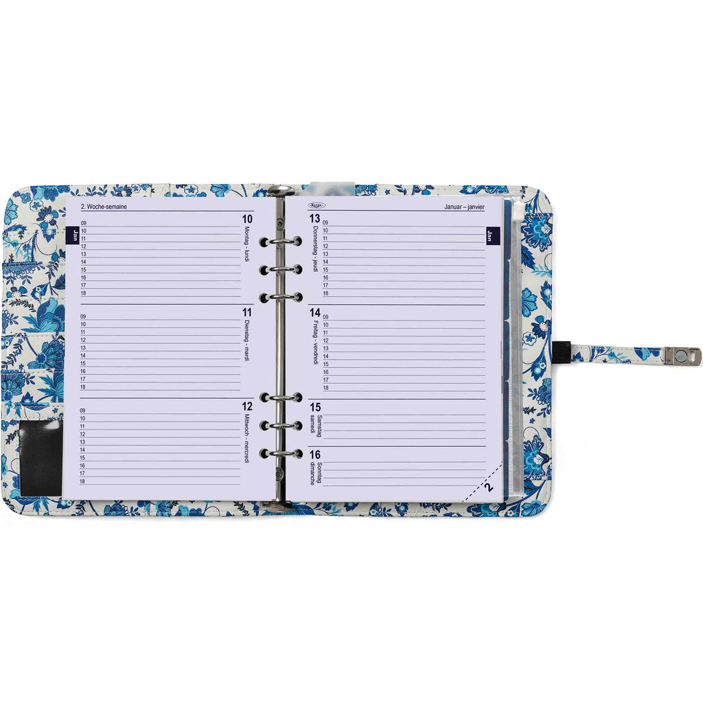 Kalpa A5 Ringbinder Organizer Blue Flowers in German and French