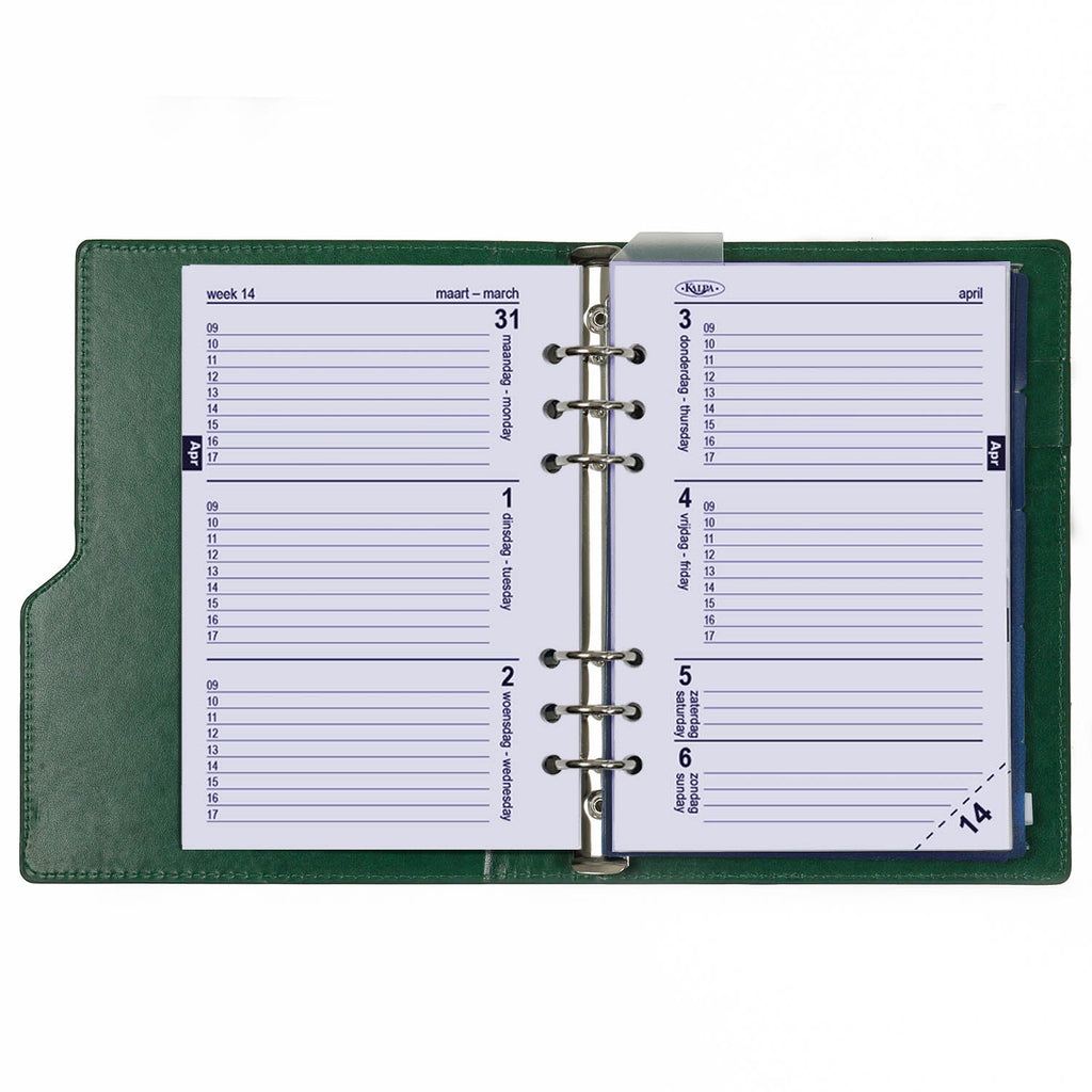 Elegant Refillable A5 Planner Organizer Compact  Croco Green