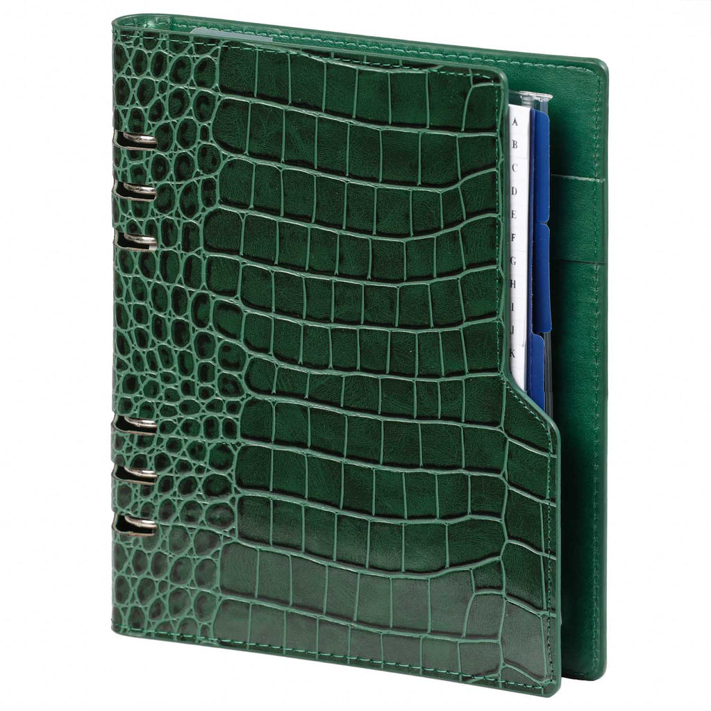 Refillable A5 Planner Organizer Compact  Croco Green