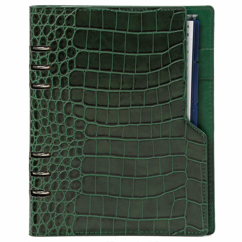 Refillable A5 Planner Organizer Compact  Croco Green by Kalpa