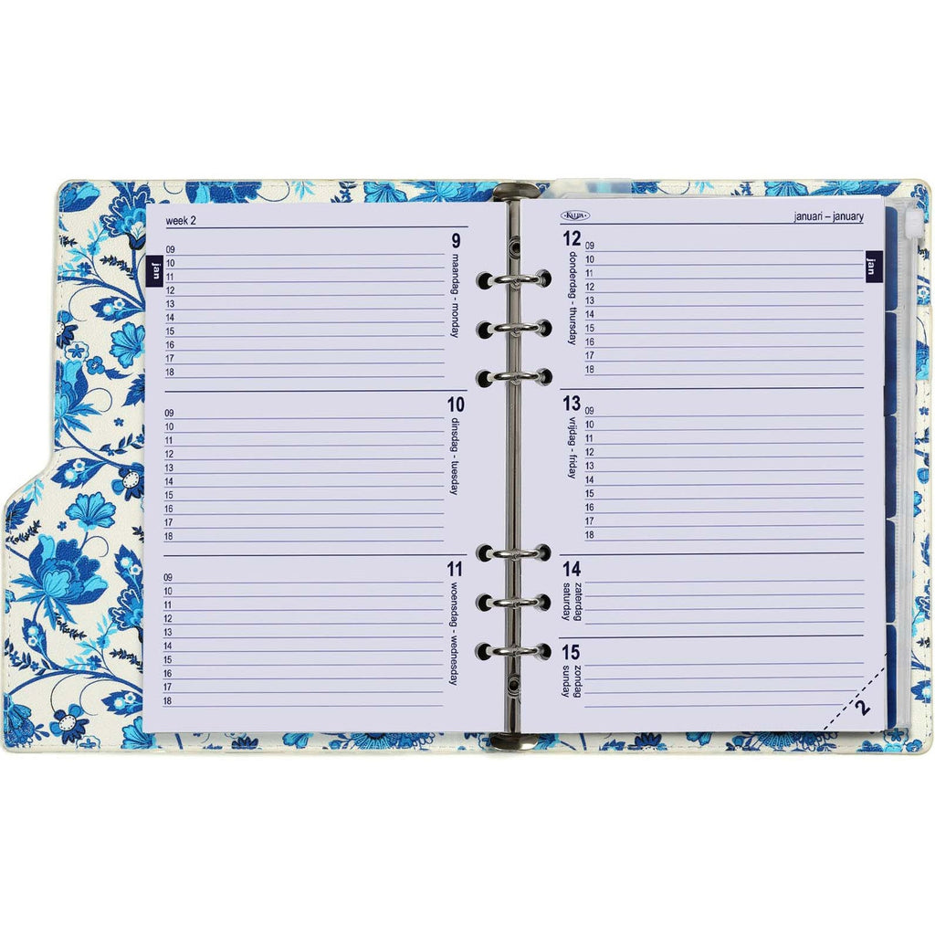 Stylish Clipbook A5 Ring Binder Organizer Delft Blue Flowers for Daily Use