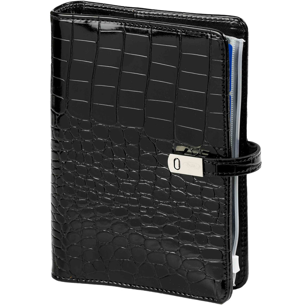 Awesome  Refillable Personal Agenda Ring Binder Croco Black