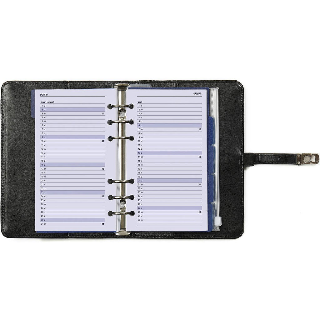 High Quality  Refillable Personal Agenda Ring Binder Croco Black in Dutch and English