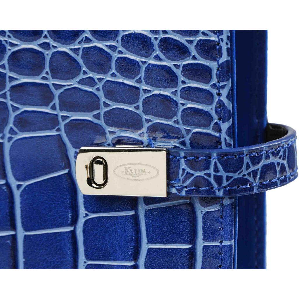 Kalpa Refillable Personal Organiser with Magnetic Closing Clip Croco Blue