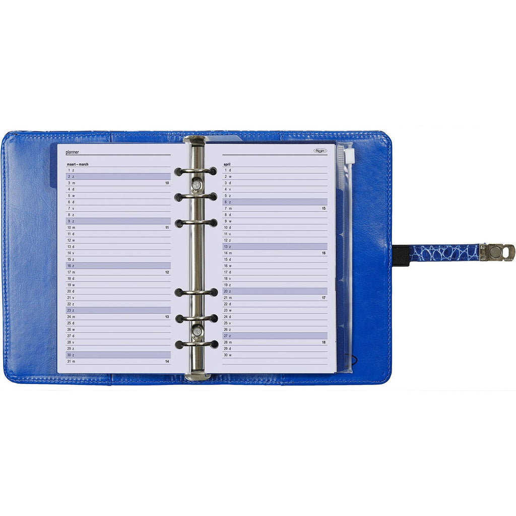 Top Quality Of  Refillable Personal Organizer Croco Mediterranean Blue in Dutch and English
