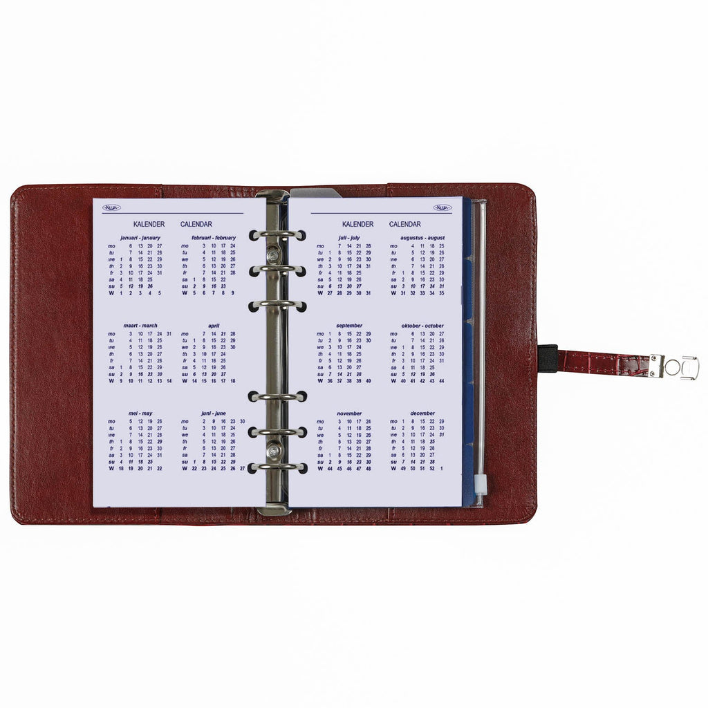 Stylish Refillable Personal Ring Binder Agenda Croco Mulberry
