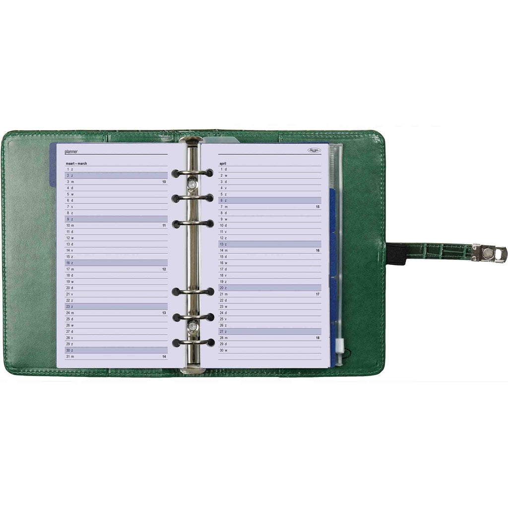 Top Notch  Refillable Personal Planner Croco Forest Green