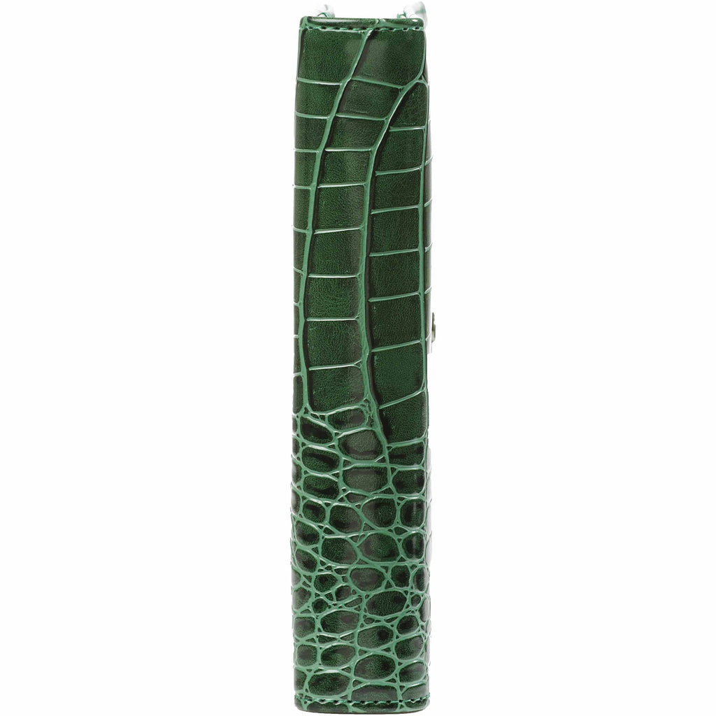 Side View Of  Refillable Personal Planner Croco Forest Green