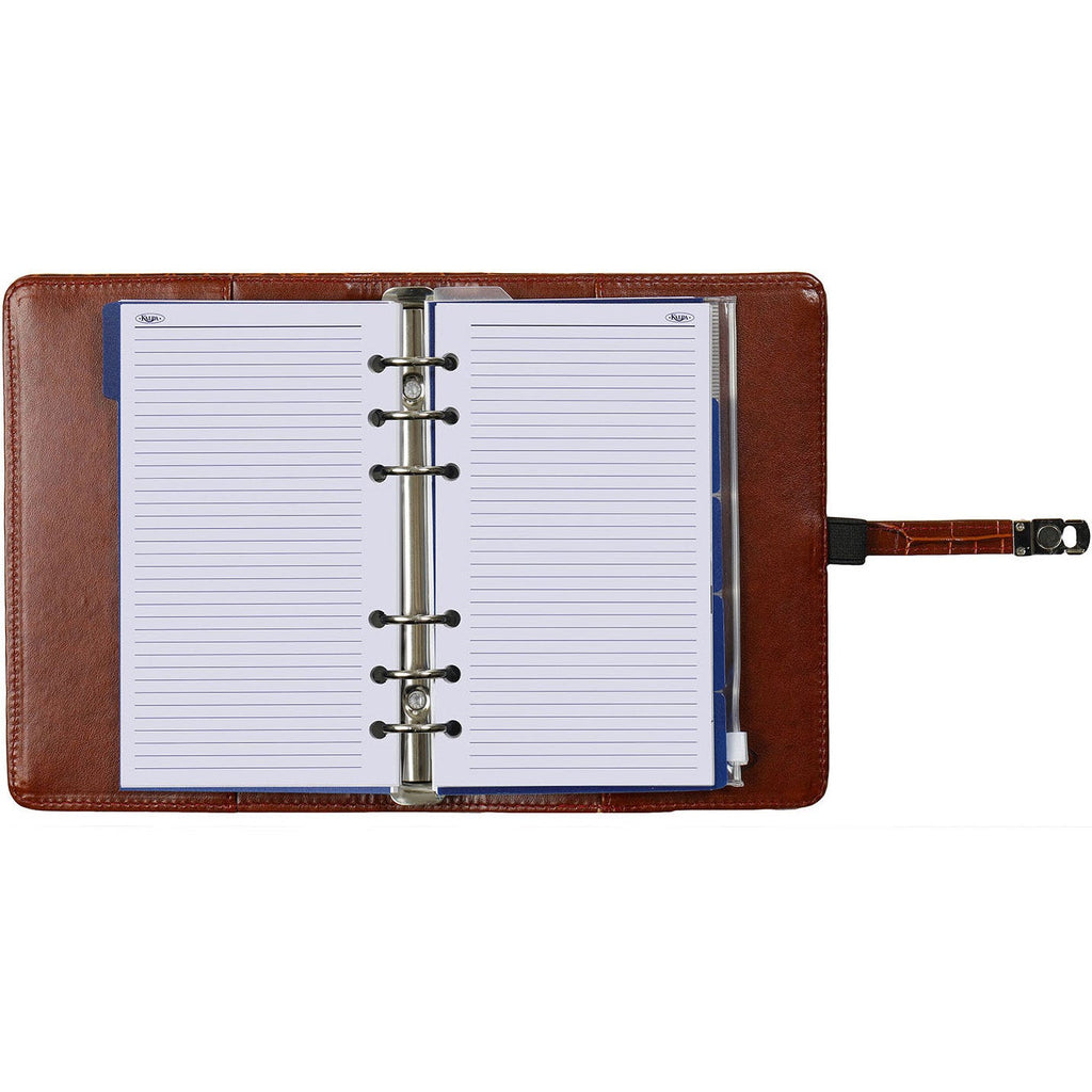 Awesome Refillable Personal 6 Ring Binder Organizer Croco Cognac