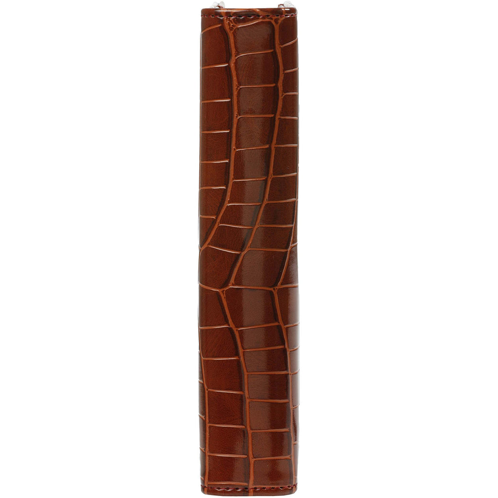 Side View Of Refillable Personal 6 Ring Binder Organizer Croco Cognac