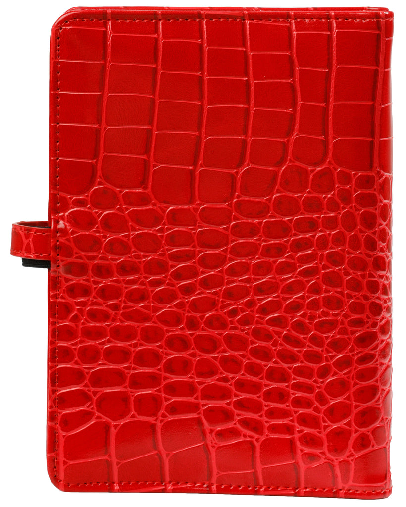 Multiple Purpose  Refillable Personal 6 Ring Binder Planner Croco Red