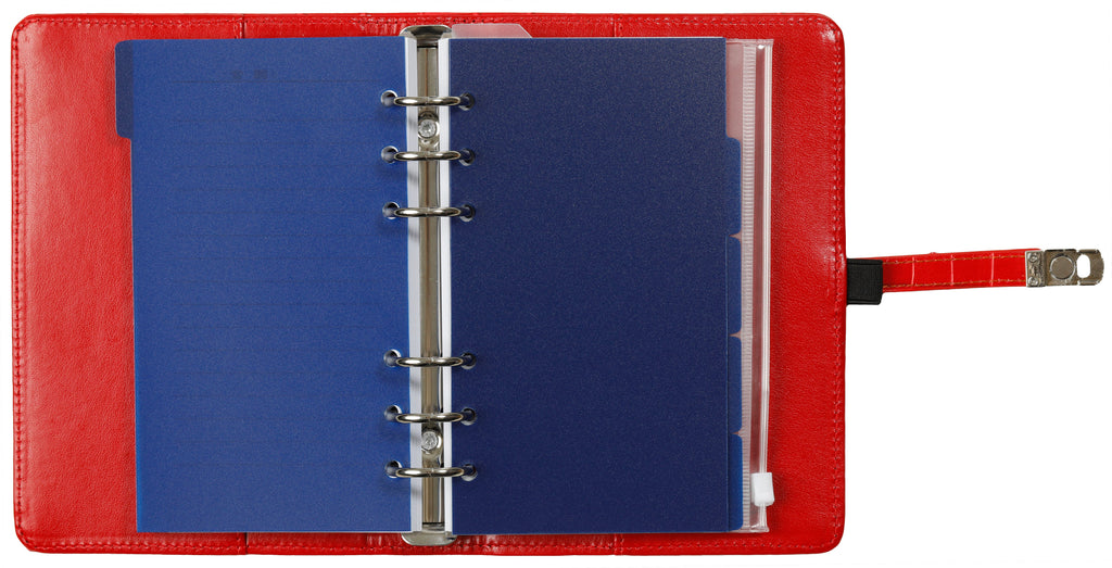 Refillable Personal 6 Ring Binder Planner Croco Red
