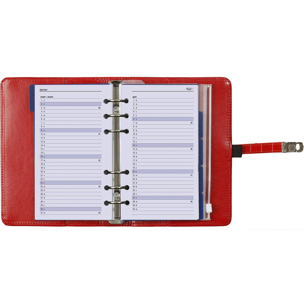 Kalpa  Refillable Personal 6 Ring Binder Planner in Dutch and English Croco Red