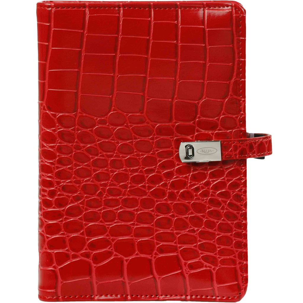 Stylish  Refillable Personal 6 Ring Binder Planner Croco Red