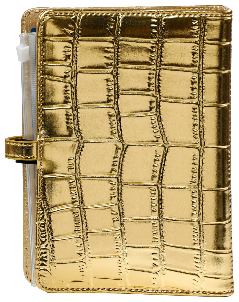 Refillable Personal Ring Binder Croco Gold by Kalpa