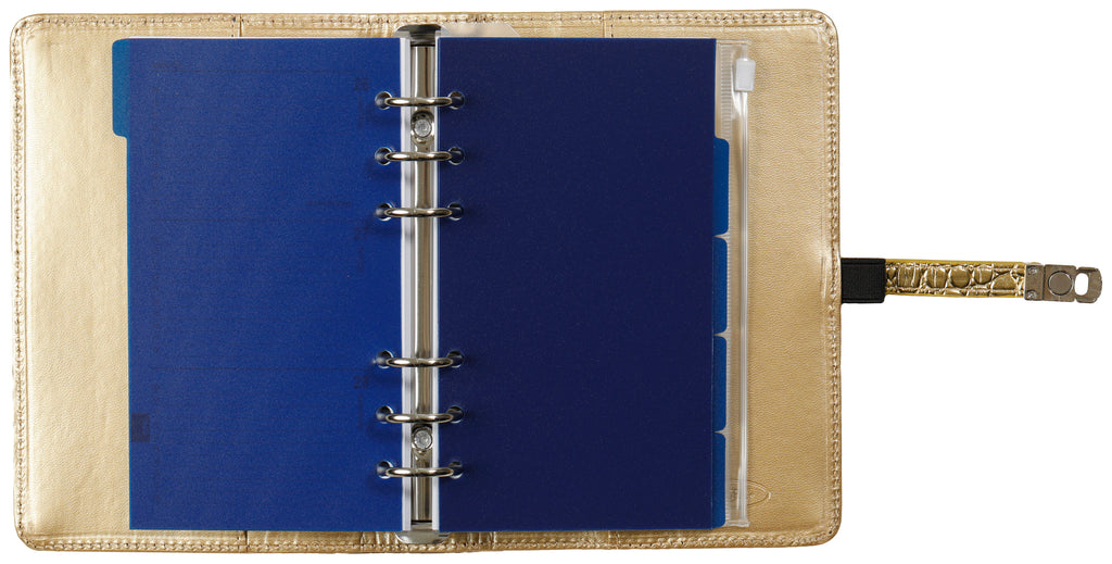 Refillable Personal Ring Binder Croco Gold