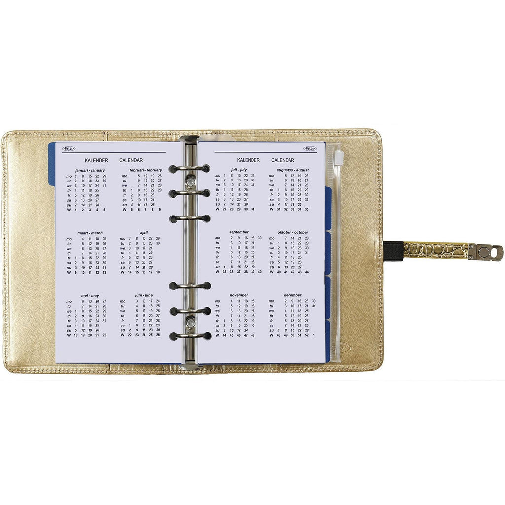 Refillable Personal Ring Binder in Dutch and English Croco Gold