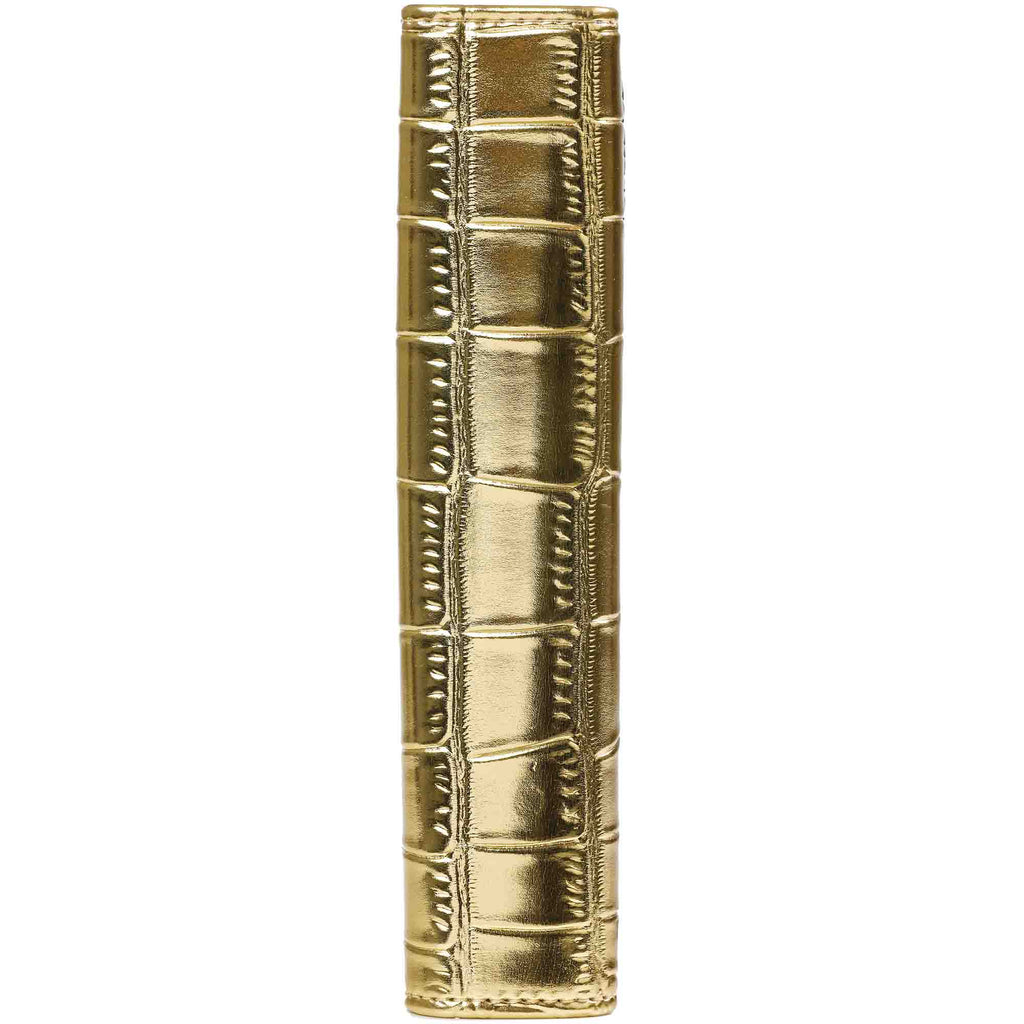 Side View Of Refillable Personal Ring Binder Croco Gold
