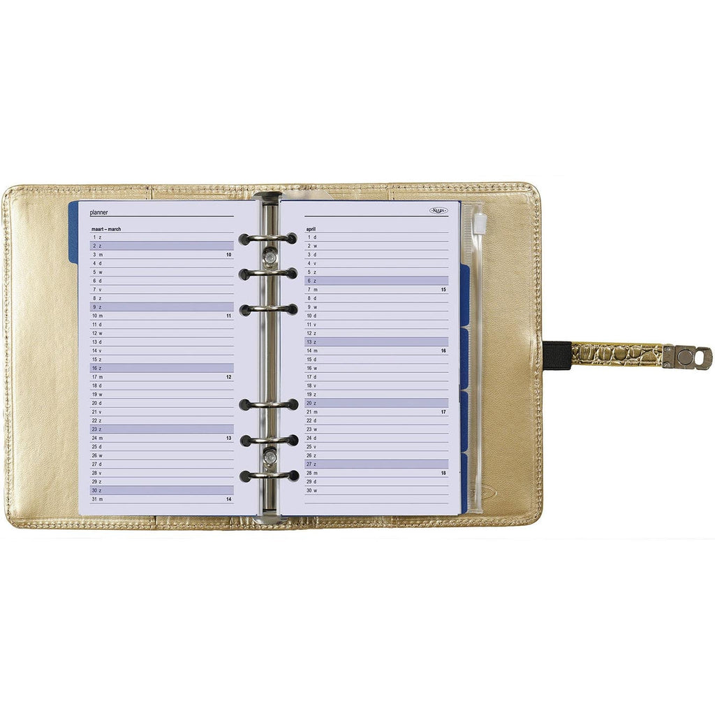 Top Quality Refillable Personal Ring Binder Croco Gold  in Dutch and English 