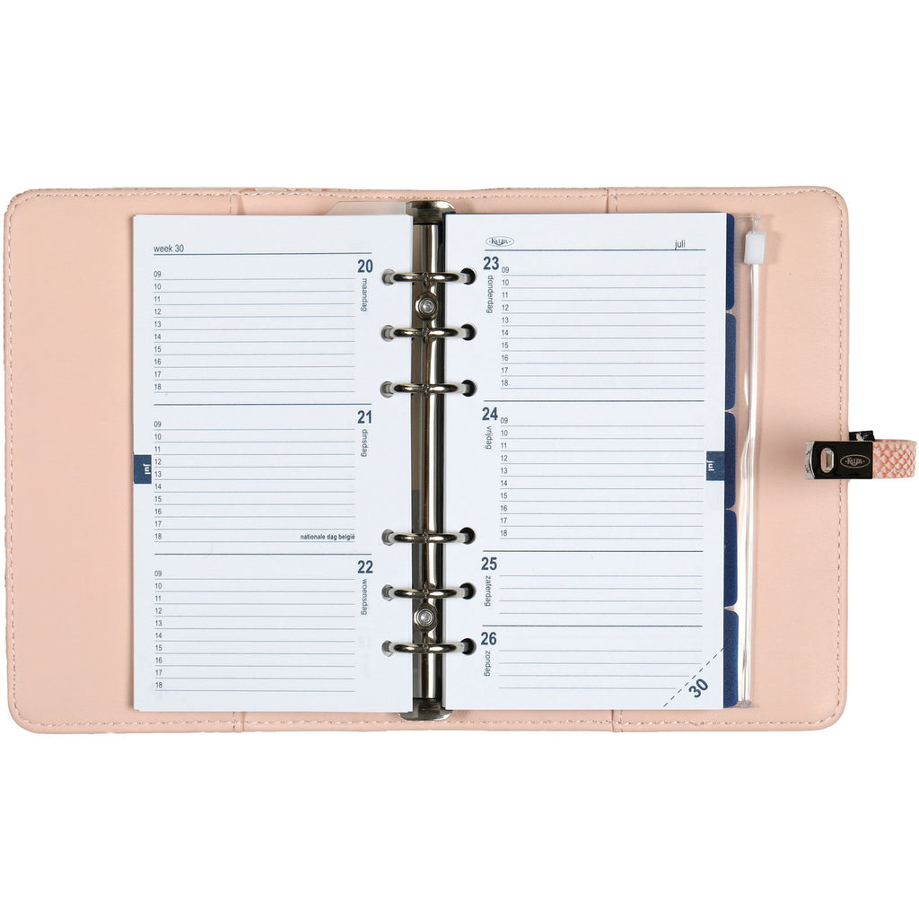 Open View Of The  Personal Agenda Ring Binder Croco Pink 