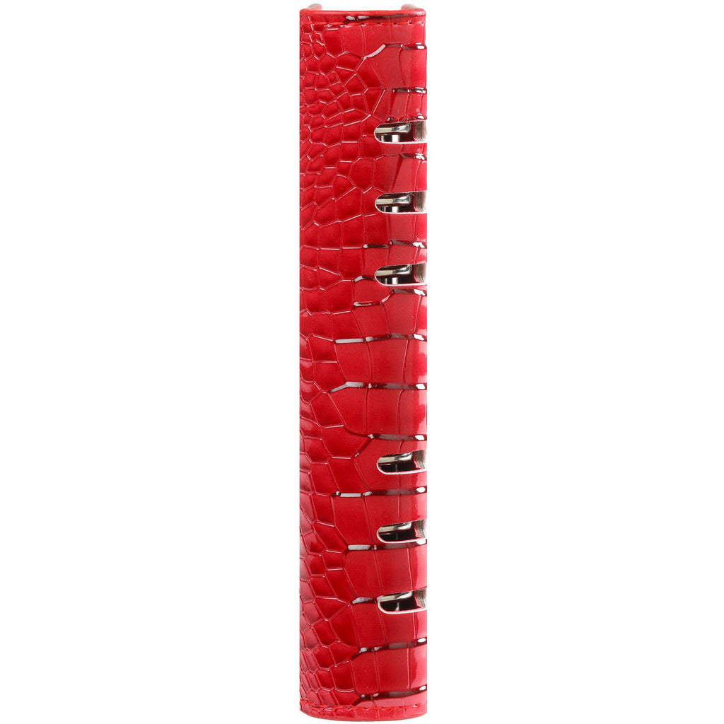 Side View Of The Personal 6 Ring Binder Organizer Clipbook Gloss Croco Red For Women