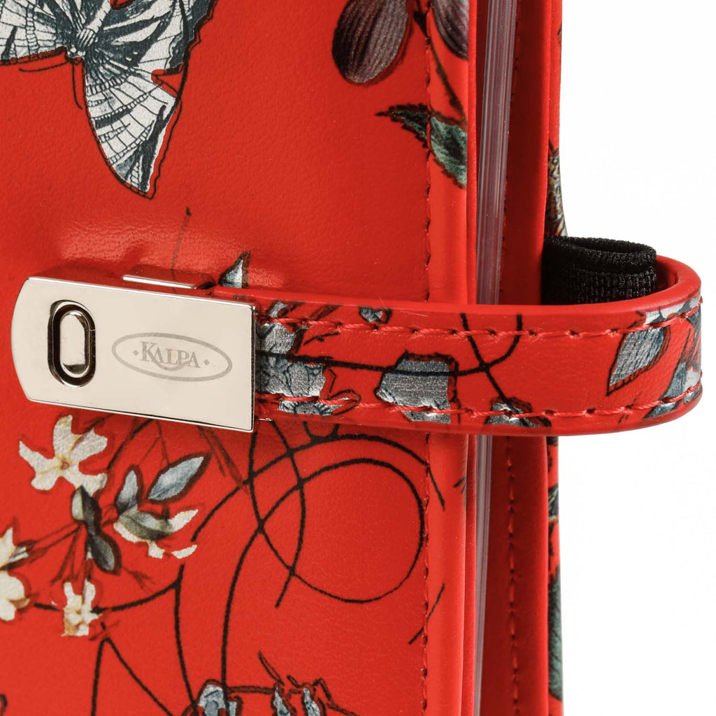 Beautiful Refillable Pocket 6 Ring Binder Planner Sea of Flowers Red